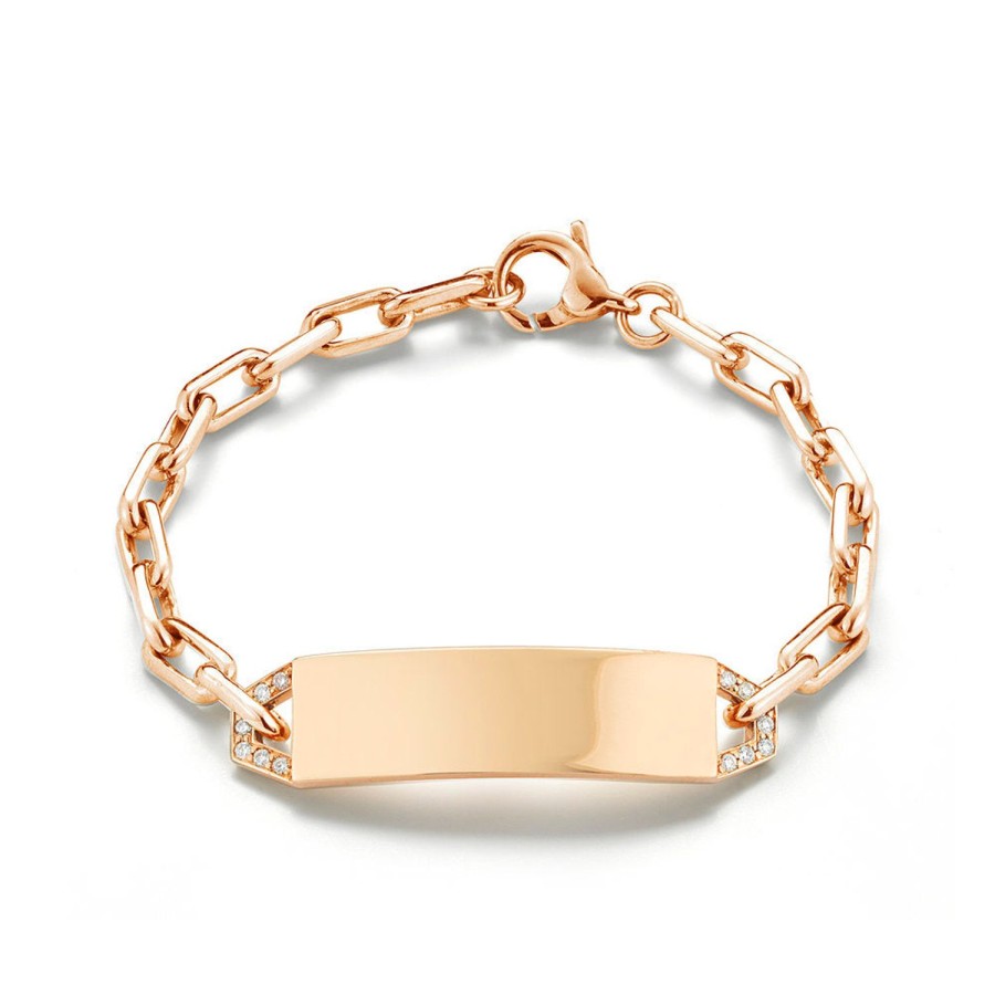 New Walters Faith Carrington 18K Rose Gold Mini Diamond Id Bracelet