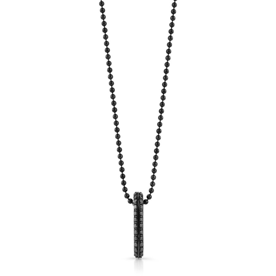 Wholesale Walters Faith Men'S Sterling Silver And Black Rhodium Ball Chain Necklace