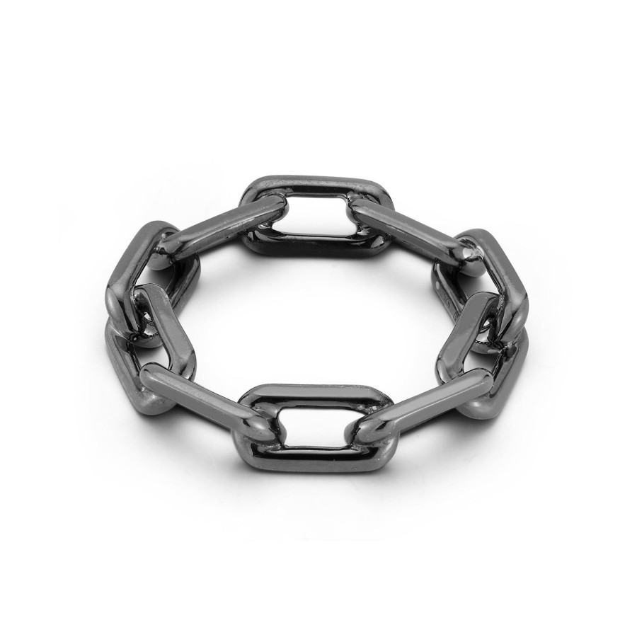 Clearance Walters Faith Saxon Sterling Silver And Black Rhodium Chain Link Ring