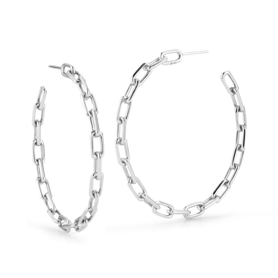 Clearance Walters Faith Saxon 2" Sterling Silver Chain Link Hoop Earrings