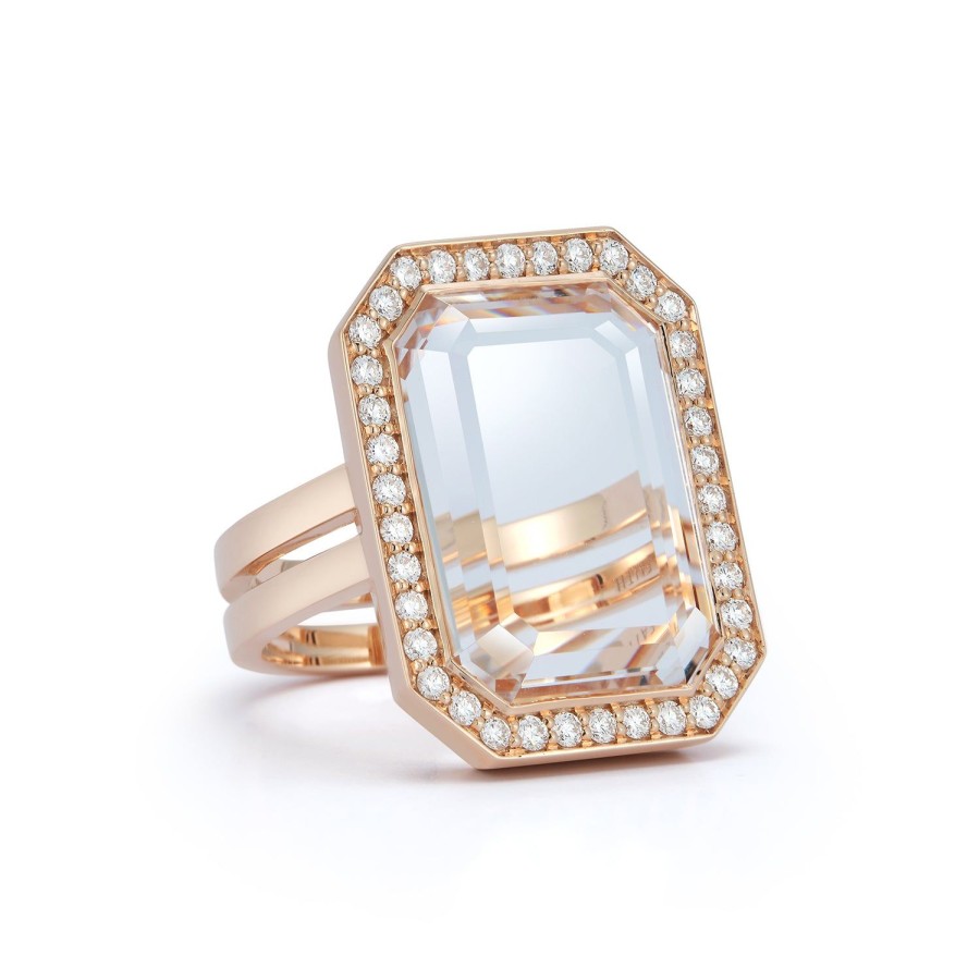 Online Walters Faith Bell 18K Gold And Diamond Rectangular Rock Crystal Ring