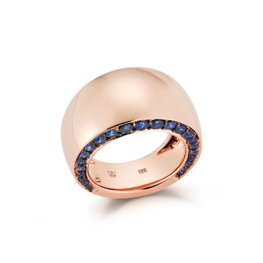 Hot Walters Faith Lytton 18K Bombe Ring With Blue Sapphire Edges