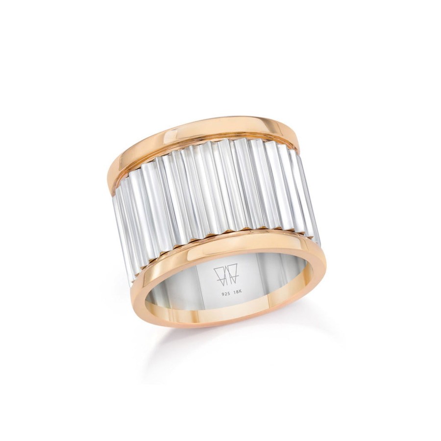 Online Walters Faith Clive Two Tone 15Mm Fluted Band Ring