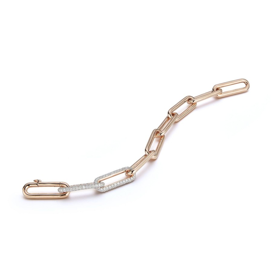 Clearance Walters Faith Saxon 18K Elongated Chain Link Bracelet With Double Diamond Links