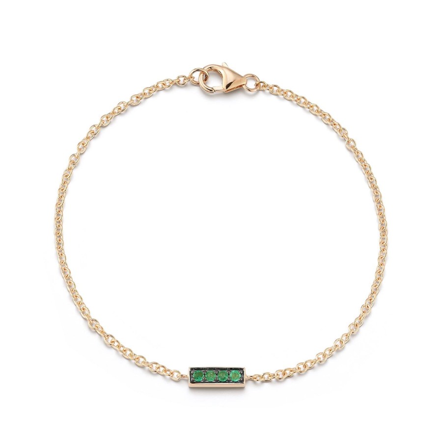 Hot Walters Faith Wf Classic 18K Gold And Green Emerald Bar Bracelet