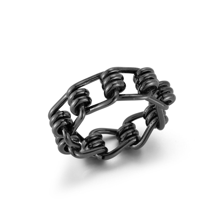 Best Walters Faith Huxley Sterling Silver, Black Rhodium Coil Link Ring