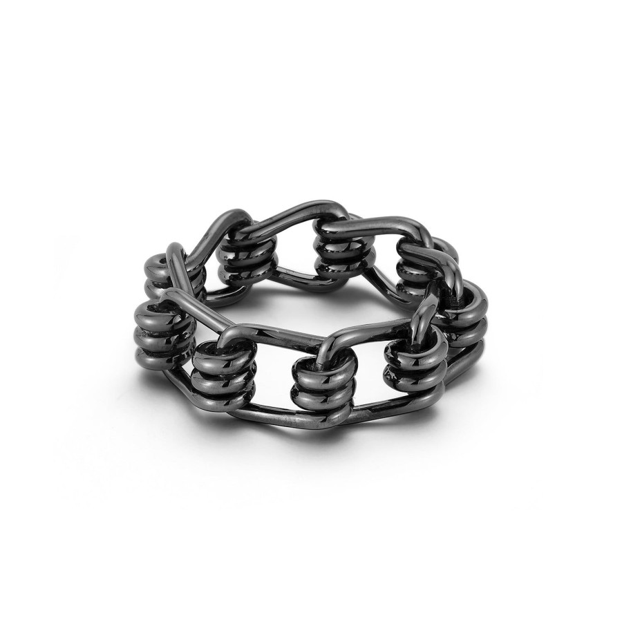 Best Walters Faith Huxley Sterling Silver, Black Rhodium Coil Link Ring