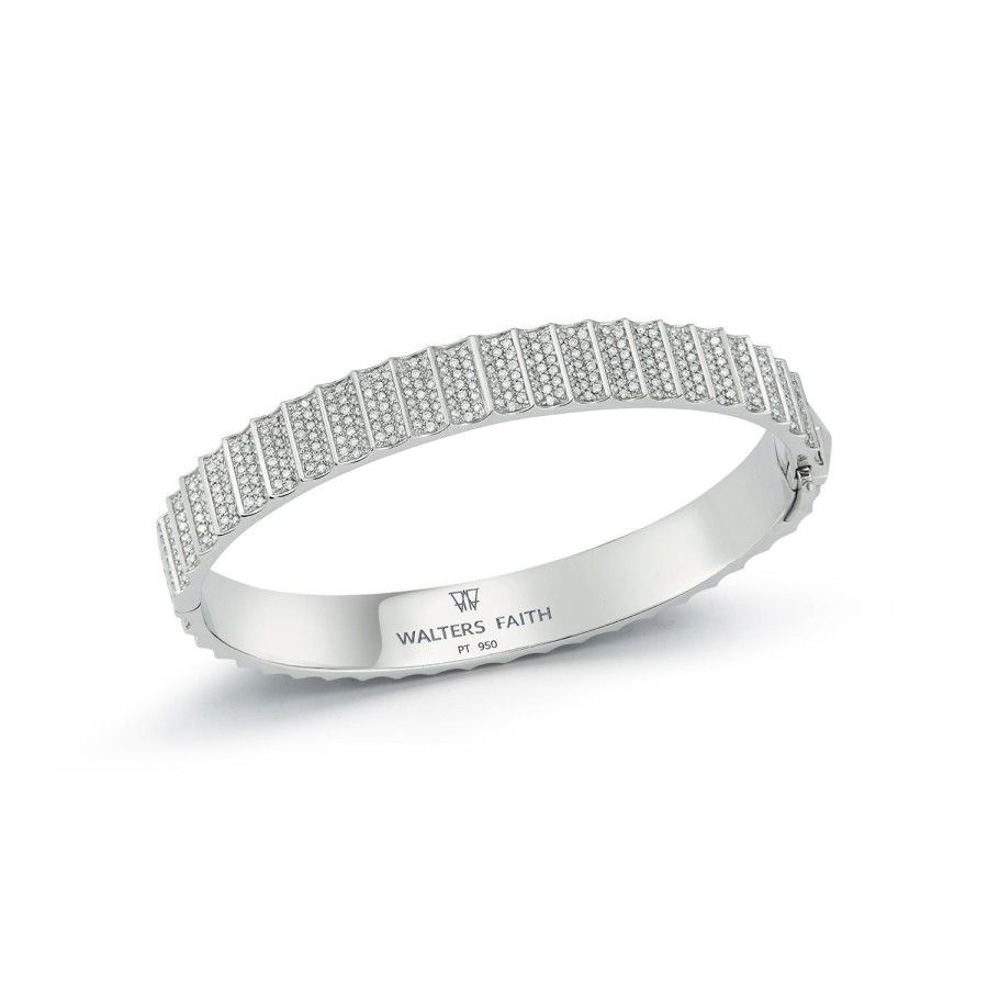 Clearance Walters Faith Cii 18K White Gold And All Diamond Fluted Bangle Bracelet