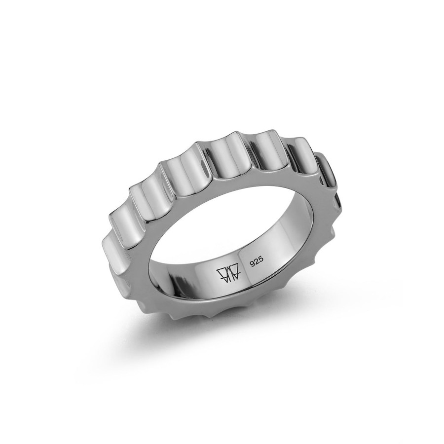 Online Walters Faith Cii Sterling Silver And Black Rhodium Jumbo Fluted Band Ring