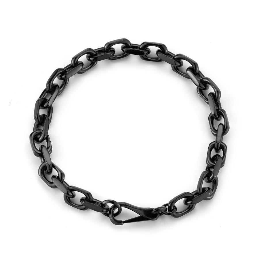 Hot Walters Faith Saxon Sterling Silver, Black Ruthenium Cable Chain Link Bracelet With Spring Clasp