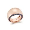 New Walters Faith Lytton 18K Bombe Ring With Blue Sapphire Edges