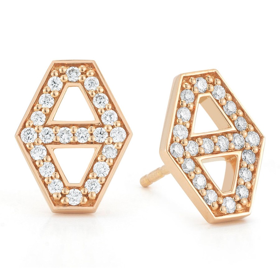 Best Walters Faith Keynes 18K Small Signature Hexagon Diamond Stud Earrings